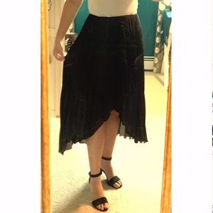 Silky black high low skirt